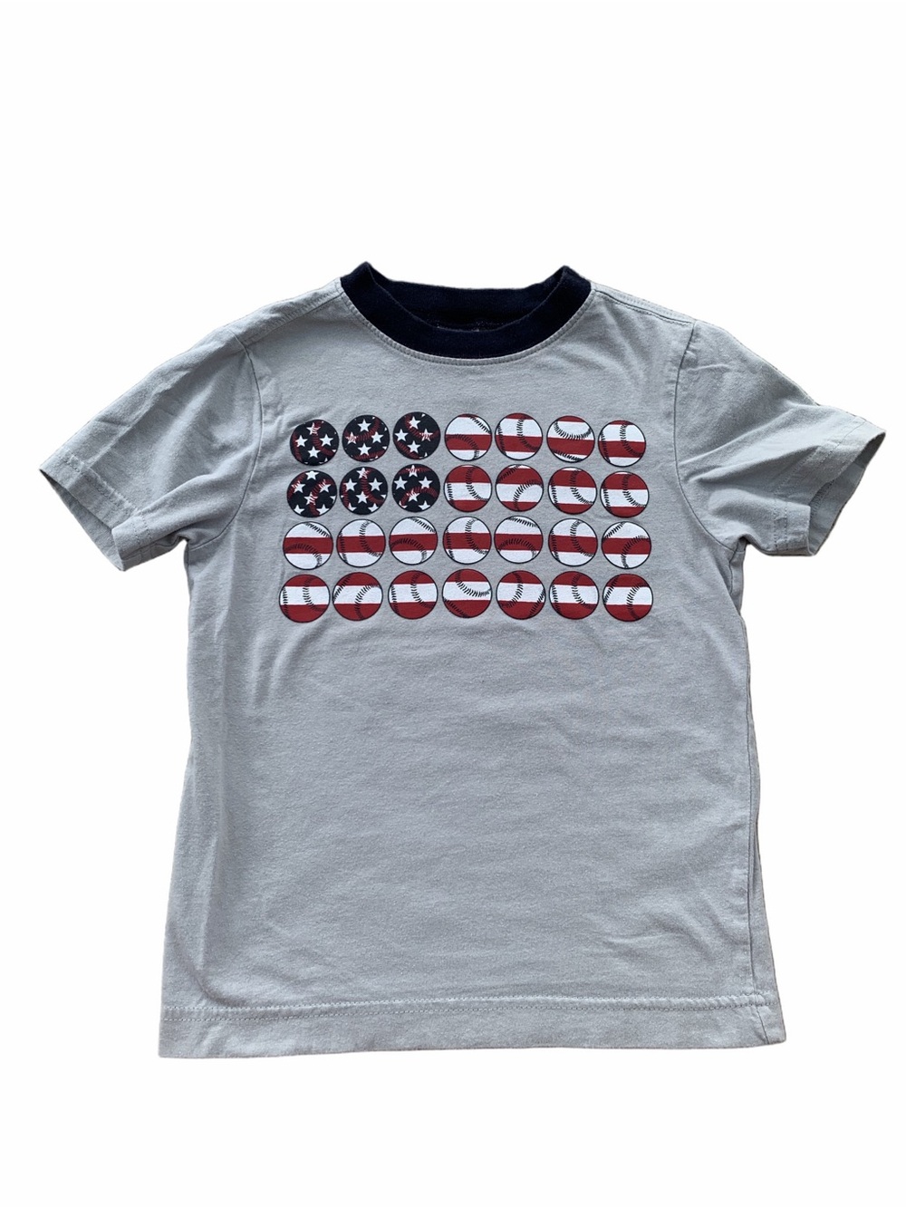 Gymboree Size 4 Baseball Red White Blue American Flag Short Sleeve Graphic Tee